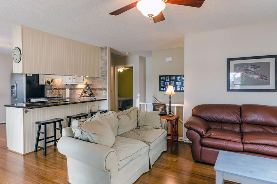 This living area and kitchen are part of a lovely lake house on Badin Lake Nc. Shot by Esjay Media as part of our real estate photography marketing plan.